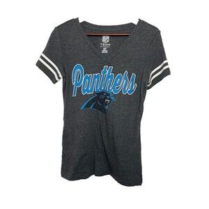 NFL Team Apparel Carolina Panthers Vneck Tshirt Women's Small Gray Graphic Tee